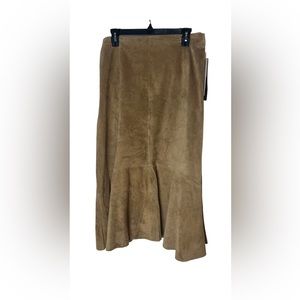 Vintage Brandon‎ Thomas long brown suede skirt size 14 nwt